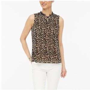 J.Crew Leopard ruffle tie-neck top